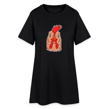 Huhn Kopf - Frauen T-Shirt-Kleid - Schwarz - Vorne