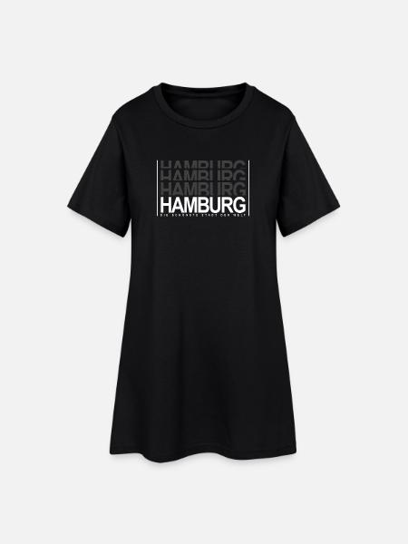 Hamburg - Frauen T-Shirt-Kleid - Schwarz