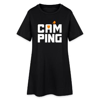 Camping Vogel Camper Nature Fan Vacances Printemps - Robe T-shirt Femme - noir - Devant