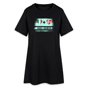 Italien und Dänemark 100% geniale Flagge - Frauen T-Shirt-Kleid - Schwarz - Vorne