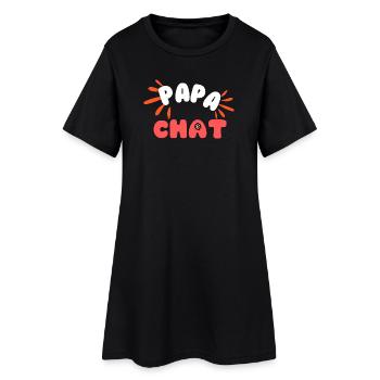 Papa Chat: Logo Amical et Pattes - Robe T-shirt Femme - noir - Devant