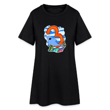 3 Jahre alt - 3. Geburtstag mit Tier Motiv - Frauen T-Shirt-Kleid - Schwarz - Vorne
