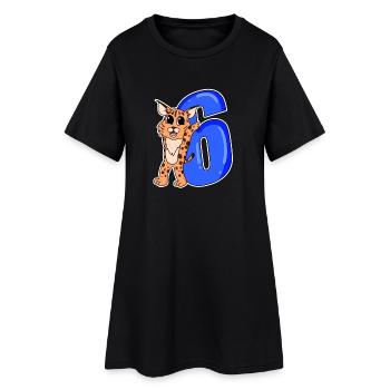6 Jahre alt - 6. Geburtstag mit Tier Motiv - Frauen T-Shirt-Kleid - Schwarz - Vorne