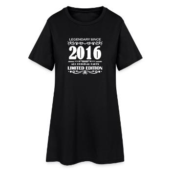 2016 - Année 2016 - Année de construction 2016 Dicton - Robe T-shirt Femme - noir - Devant