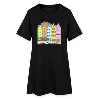 Cologne, marché aux poissons, Stapelhäuschen, Allemagne - Robe T-shirt Femme - noir - Devant