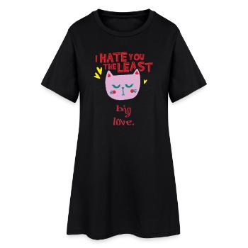big love valentine - Frauen T-Shirt-Kleid - Schwarz - Vorne