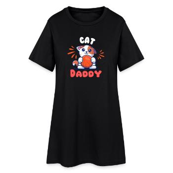 Chaton Tendre Avec Balle Orange - Robe T-shirt Femme - noir - Devant