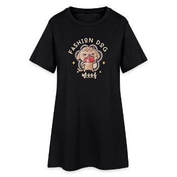 Chien Fashion Criant: Pop Art Amour - Robe T-shirt Femme - noir - Devant