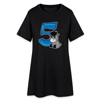 5 ans - 5ème anniversaire avec motif animal - Robe T-shirt Femme - noir - Devant
