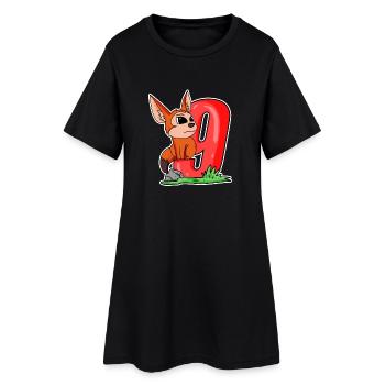 8 ans - 8ème anniversaire avec motif animal - Renard - Robe T-shirt Femme - noir - Devant