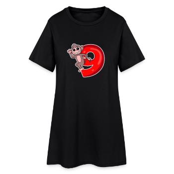 8 Jahre alt - 8. Geburtstag mit Tier Motiv - Frauen T-Shirt-Kleid - Schwarz - Vorne