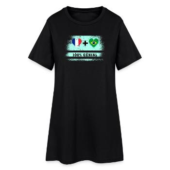 Drapeau France et Brésil 100% génial - Robe T-shirt Femme - noir - Devant