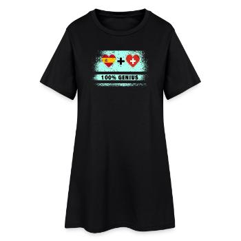 Spanien und Schweiz 100% Flaggengenie - Frauen T-Shirt-Kleid - Schwarz - Vorne