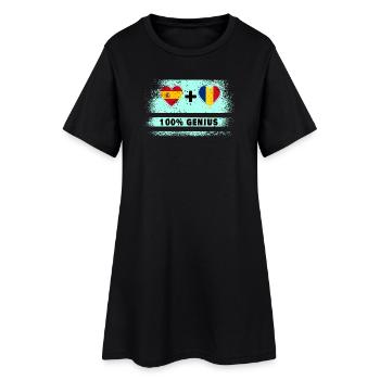 Spanien und Rumänien Flagge 100% genial - Frauen T-Shirt-Kleid - Schwarz - Vorne