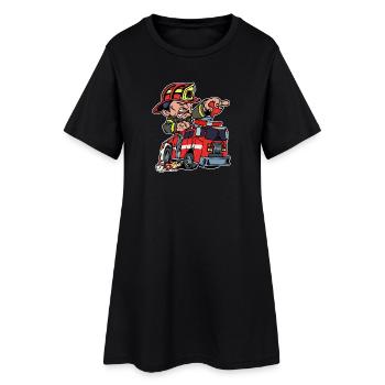 Fire brigade Firefighter Lifesaver Fire engine - Women’s T-Shirt Dress - black - Front