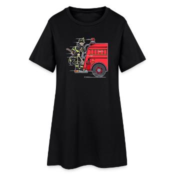 Feuerwehrmann Brandschutz Retter Feuerwehrauto - Frauen T-Shirt-Kleid - Schwarz - Vorne