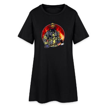 Burning Firefighter Firefighter Fire Lifesaver - Women’s T-Shirt Dress - black - Front