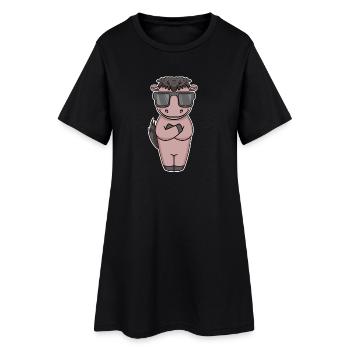 Cheval avec des lunettes de soleil - Robe T-shirt Femme - noir - Devant