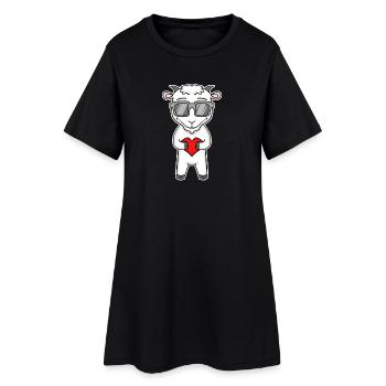 Chèvre avec lunettes de soleil et cœur - Goat Love - Robe T-shirt Femme - noir - Devant