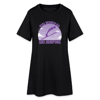 Saut à ski Sauteur à ski Sports d’hiver Cadeau - Robe T-shirt Femme - noir - Devant