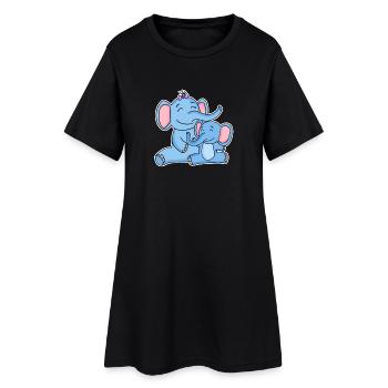 Famille d’éléphants - Eléphant avec bébé - Elephant Motif - Robe T-shirt Femme - noir - Devant