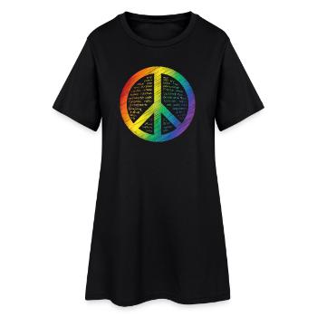 Shining peace sign - Women’s T-Shirt Dress - black - Front