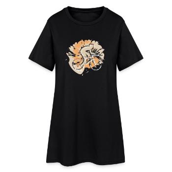 Radfahrer beim Radfahren auf dem Fahrrad - Frauen T-Shirt-Kleid - Schwarz - Vorne