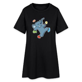 Climbing Elefant Motiv - Frauen T-Shirt-Kleid - Schwarz - Vorne