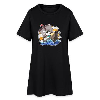 Rabbit Captain Boat - Women’s T-Shirt Dress - black - Front