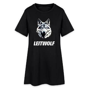 Leitwolf mit blauen Augen und Schriftzug - Frauen T-Shirt-Kleid - Schwarz - Vorne