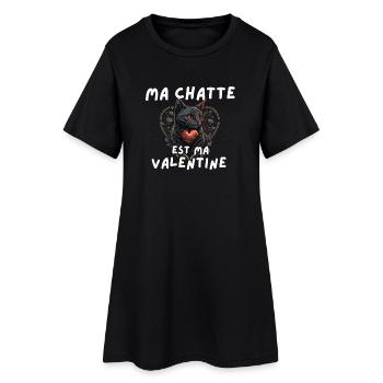 Chat félin cœur Valentine - Robe T-shirt Femme - noir - Devant