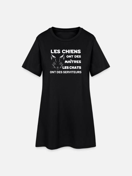 Chats Serviteurs et Chiens Maîtres - Robe T-shirt Femme - noir