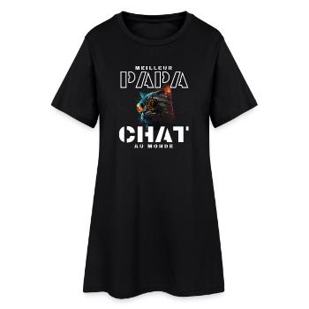Chat neon lunettes arcenciel - Robe T-shirt Femme - noir - Devant