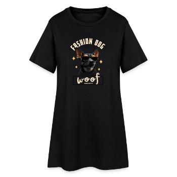 Chien Fashion Lunettes - Robe T-shirt Femme - noir - Devant