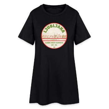 Ljubljana Vintage Stadtlogo Emblem - Frauen T-Shirt-Kleid - Schwarz - Vorne