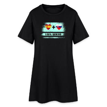 Spanien und die Slowakei Flagge 100% genial - Frauen T-Shirt-Kleid - Schwarz - Vorne