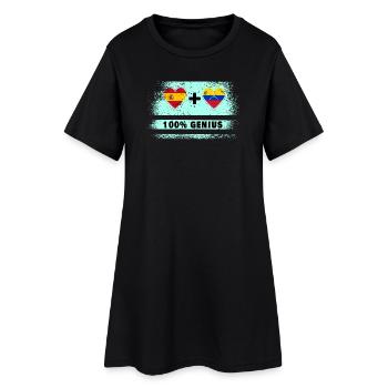 Spanien und Venezuela Flagge 100% genial - Frauen T-Shirt-Kleid - Schwarz - Vorne