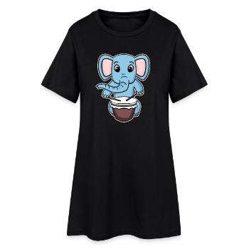 Motif de tambour d’éléphant - Robe T-shirt Femme - noir - Devant