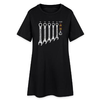 Jeu de clés à outils avec ouvre-bouteille - Robe T-shirt Femme - noir - Devant
