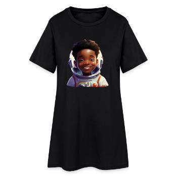 Junge Astronautin Mit Strahlen - Frauen T-Shirt-Kleid - Schwarz - Vorne