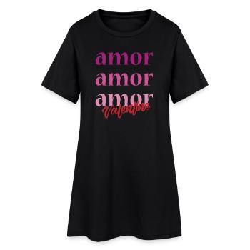 love t-shirt amor Saint-Valentin 14 février - Robe T-shirt Femme - noir - Devant