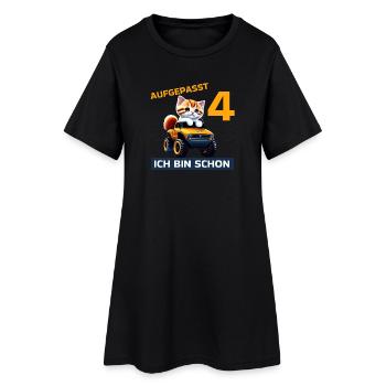 4. Geburtstag Katze auf Monstertruck 4 Jahre alt - Frauen T-Shirt-Kleid - Schwarz - Vorne