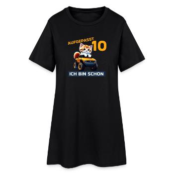 10. Geburtstag Katze auf Monstertruck 10 Jahre alt - Frauen T-Shirt-Kleid - Schwarz - Vorne