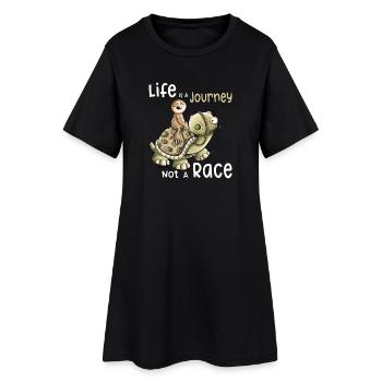 Life Is A Journey Not A Race - Frauen T-Shirt-Kleid - Schwarz - Vorne