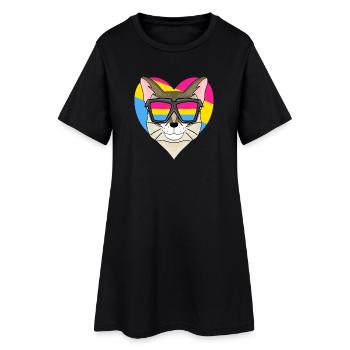 Pansexual Cat Singapura Heart Cadeau - Robe T-shirt Femme - noir - Devant