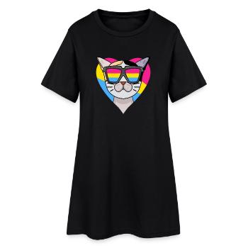 Pansexuell Katze Japanese Bobtail Herz Geschenk - Frauen T-Shirt-Kleid - Schwarz - Vorne