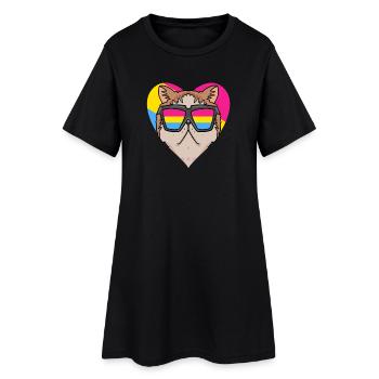 Pansexuell Katze Exotische Kurzhaarkatze Herz Gesc - Frauen T-Shirt-Kleid - Schwarz - Vorne