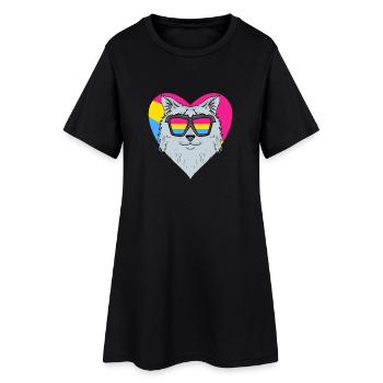 Pansexuel Chat Sibérien Chat Coeur Cadeau - Robe T-shirt Femme - noir - Devant