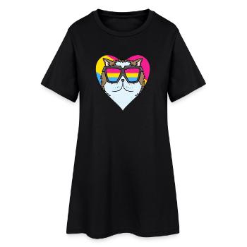 Pansexuel Chat Persan Cat Coeur Cadeau - Robe T-shirt Femme - noir - Devant