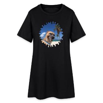 Crazy Beach Dog - Frauen T-Shirt-Kleid - Schwarz - Vorne
